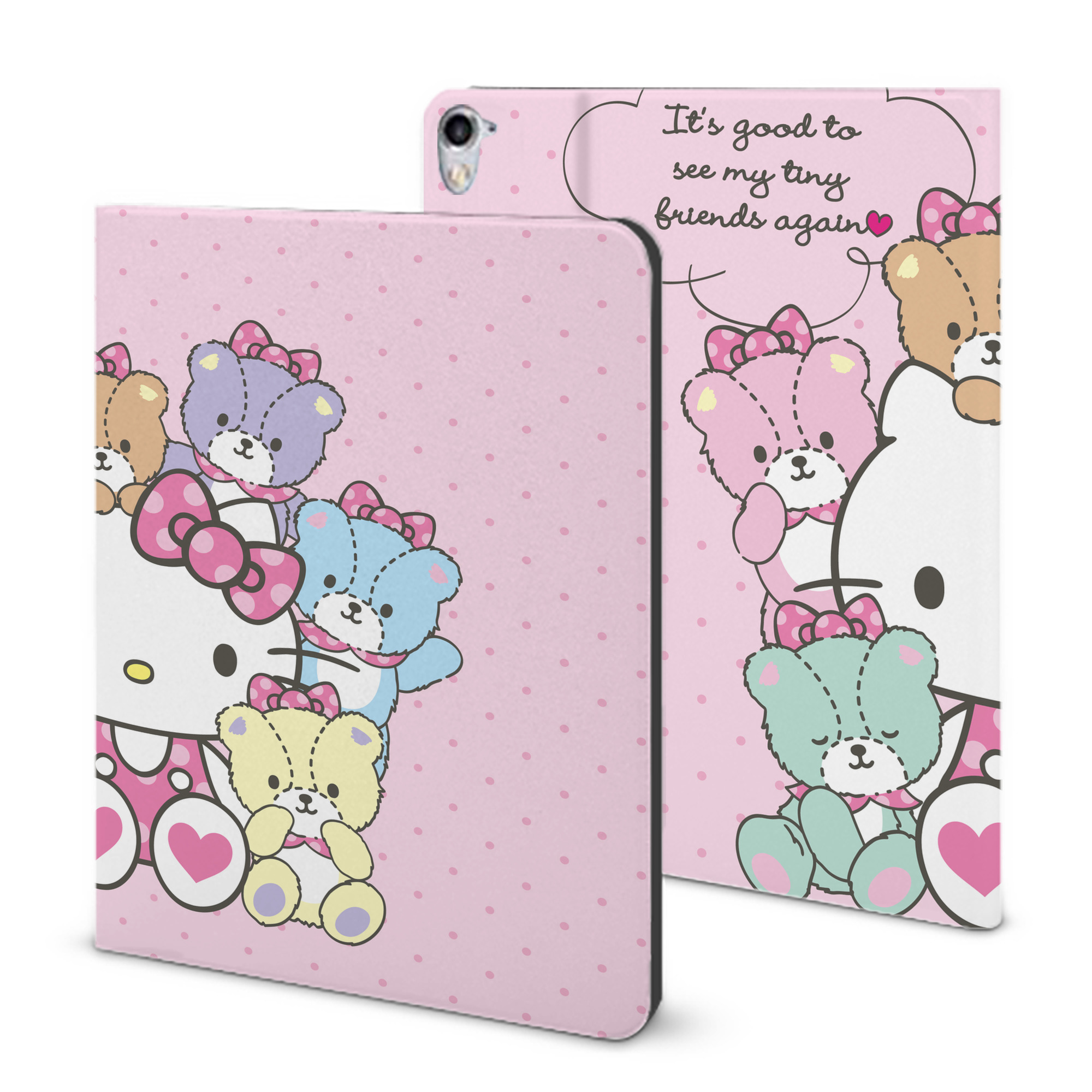 （画像用） Hello Kitty ハローキティ IPad ケース ブック型 PUレザー TPU 耐衝撃 軽量 薄型 ペン収納なし 全面保護 IPad 各モデル対応